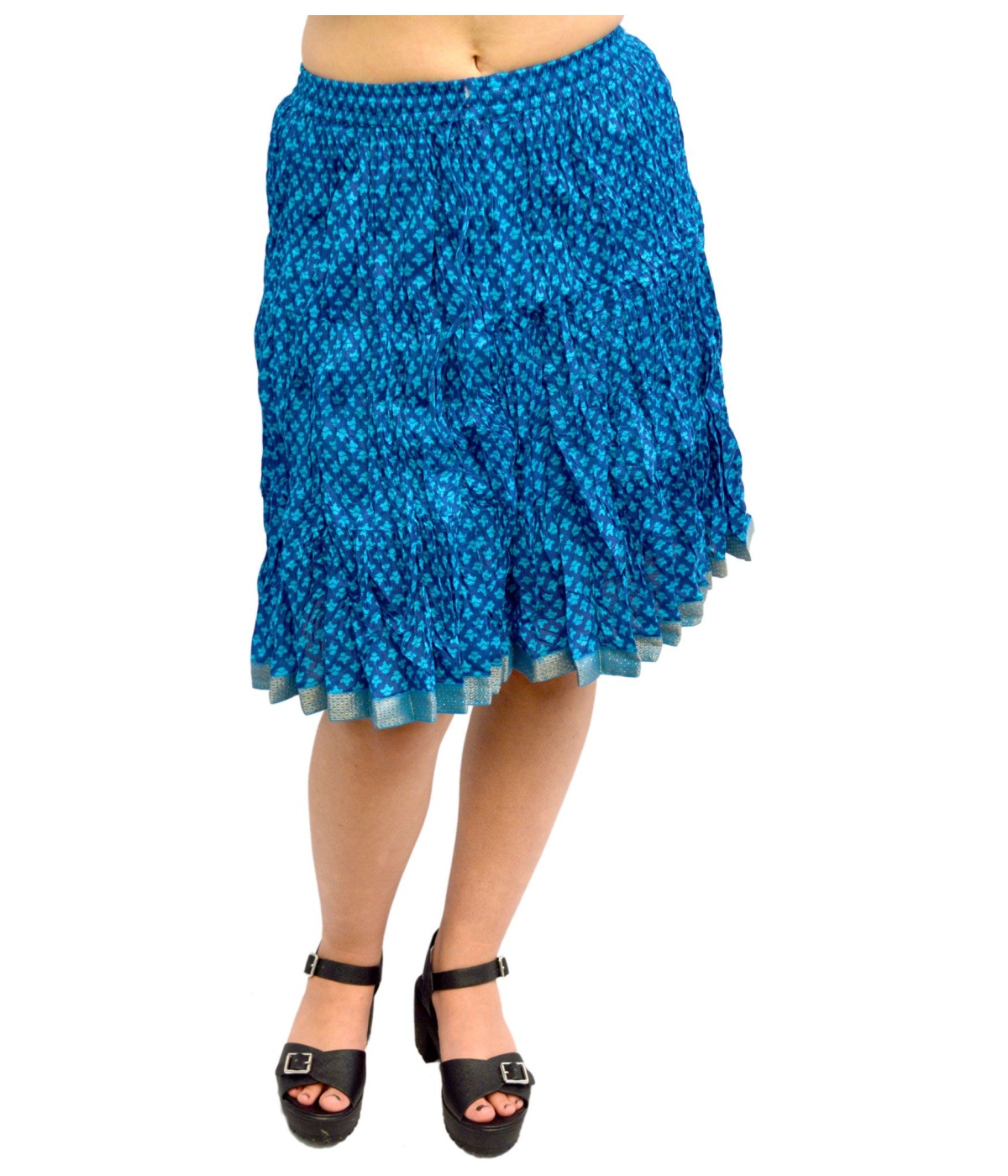  Blue Cotton Short Indian Skirt