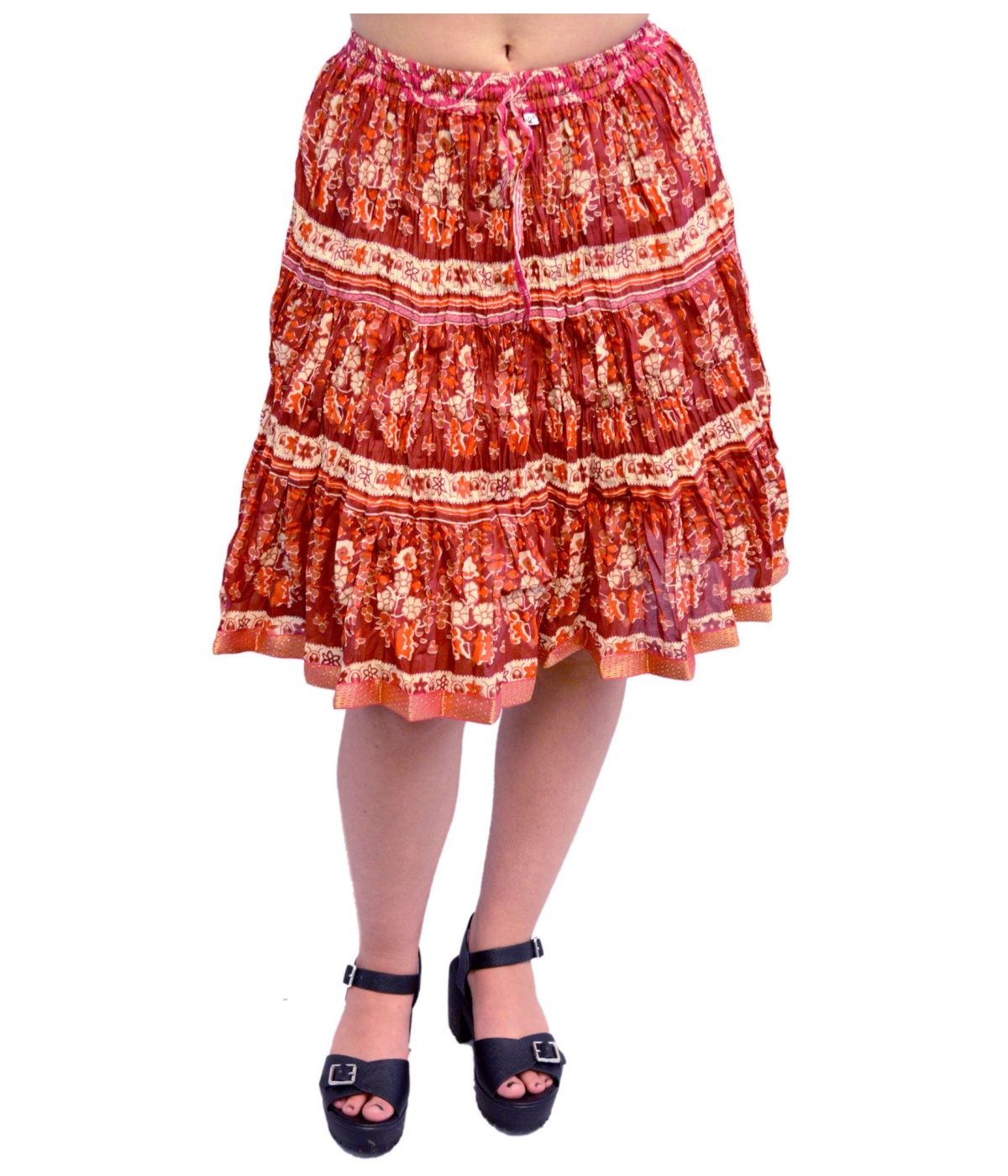 Raspberry Red Cotton Printed Mini Skirt - General Category