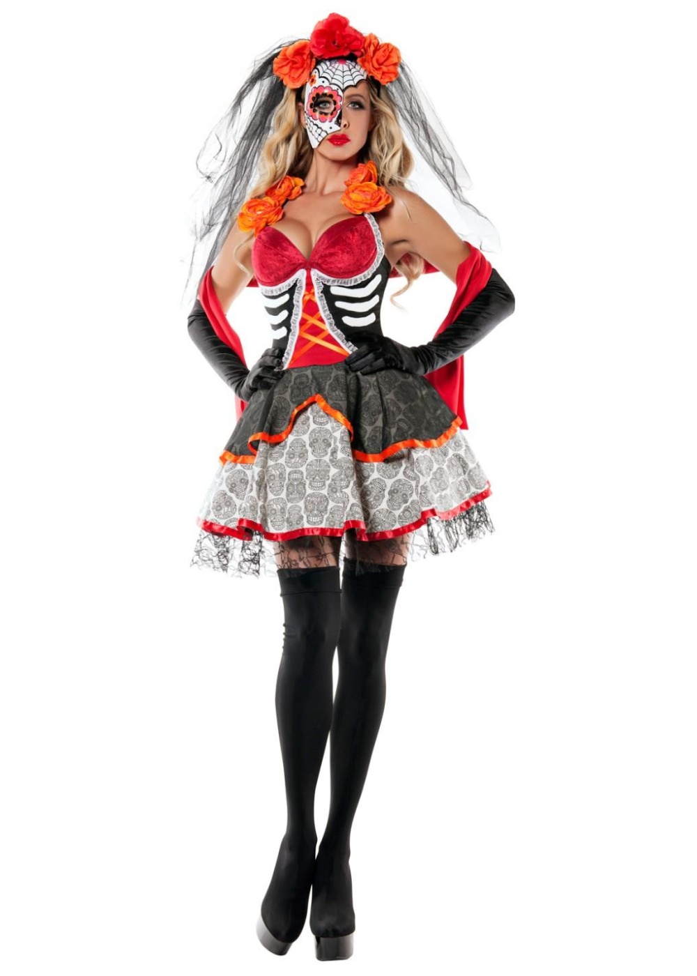 Day of the Dead Beauty Womens Costume - Genie Costumes