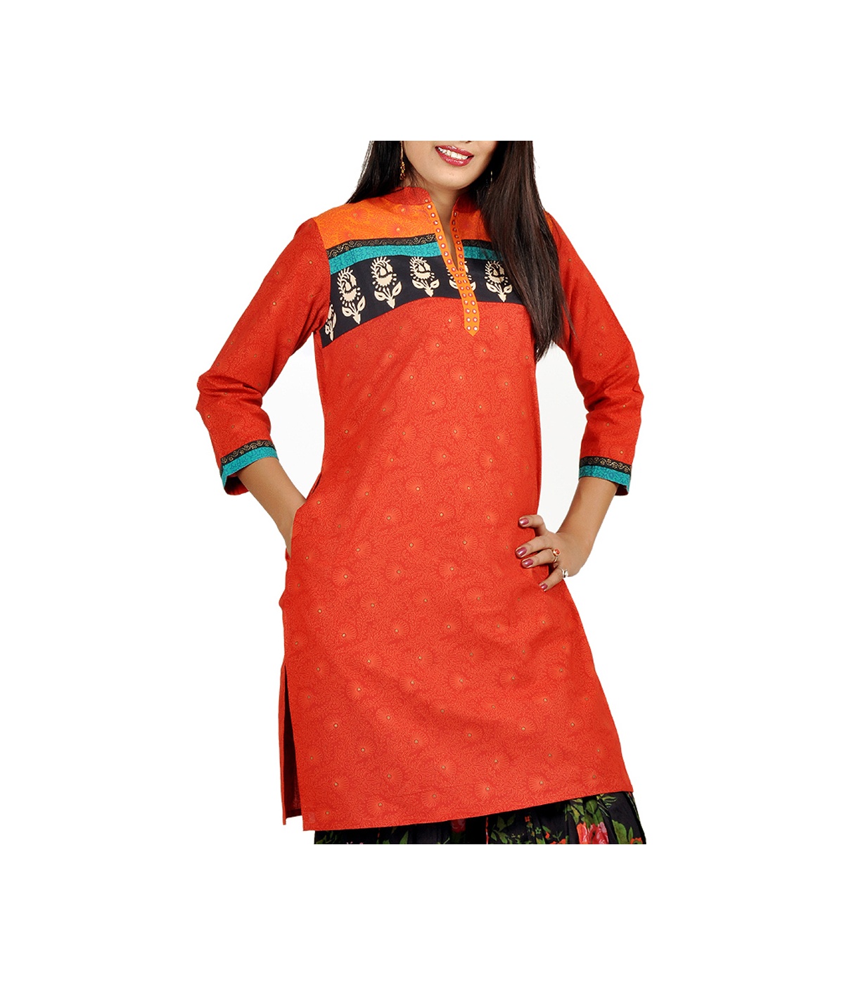 Buy Geroo Jaipur Orange Cotton Striped Straight Kurta for Women Online @  Tata CLiQ