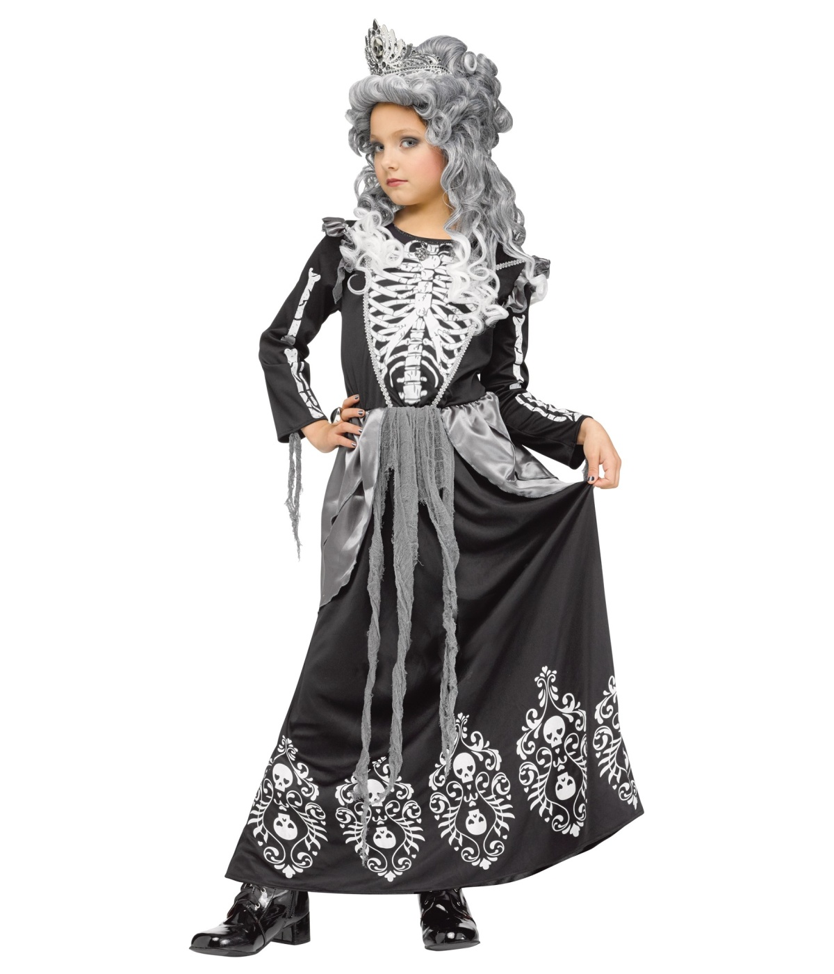  Girls Elegant Skeleton Queen Costume
