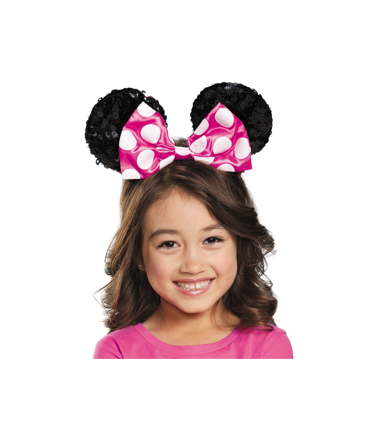  Girls Pink Minnie Sequin Ears