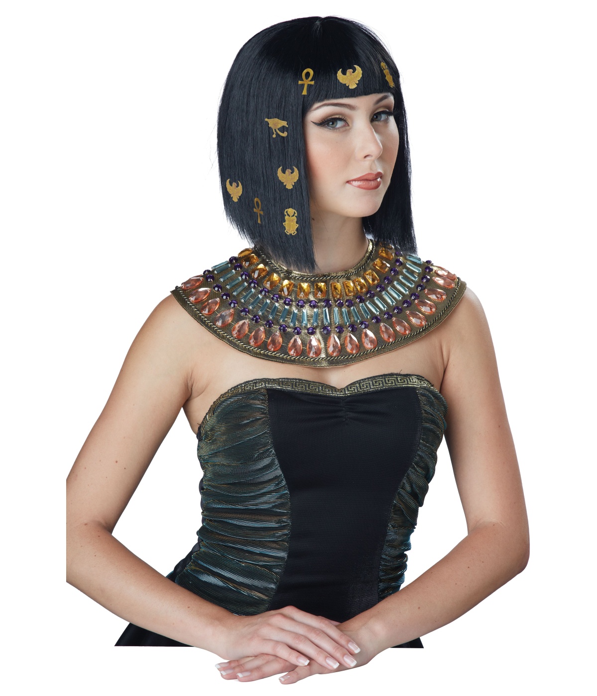 Hair O Glyphics Egyptian Decorated Black Wig Egyptian Costumes