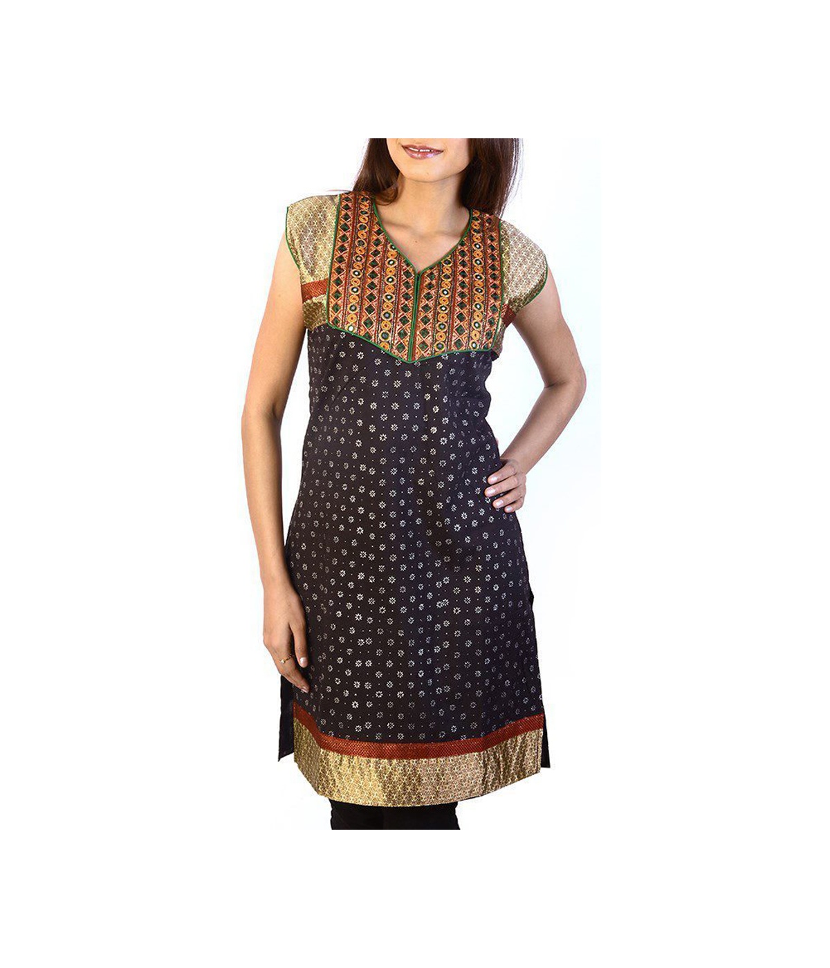  Indian Kurti Fancy Embroidered Brocade