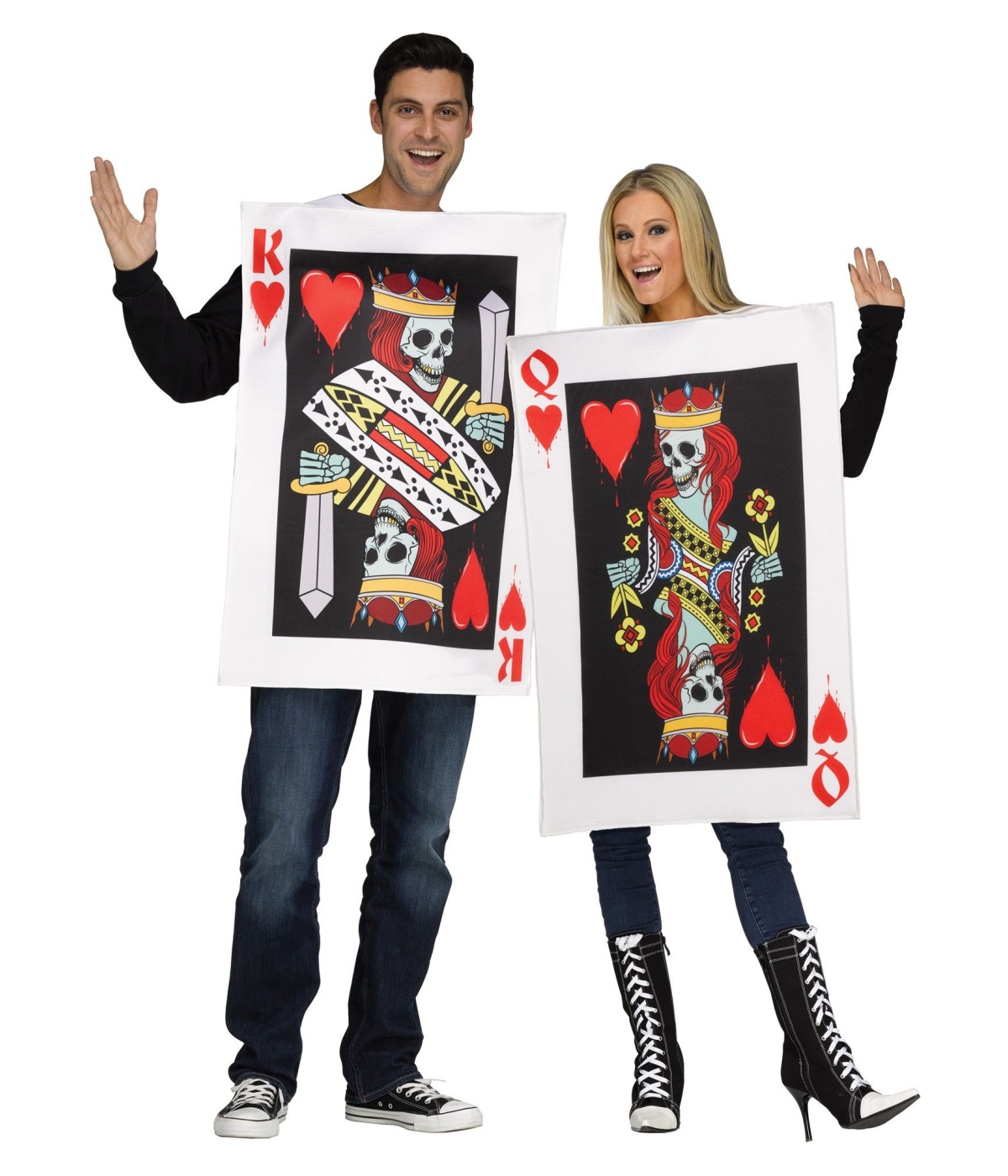 King And Queen Of Skeleton Hearts Couples Costume Funny Costumes 6658