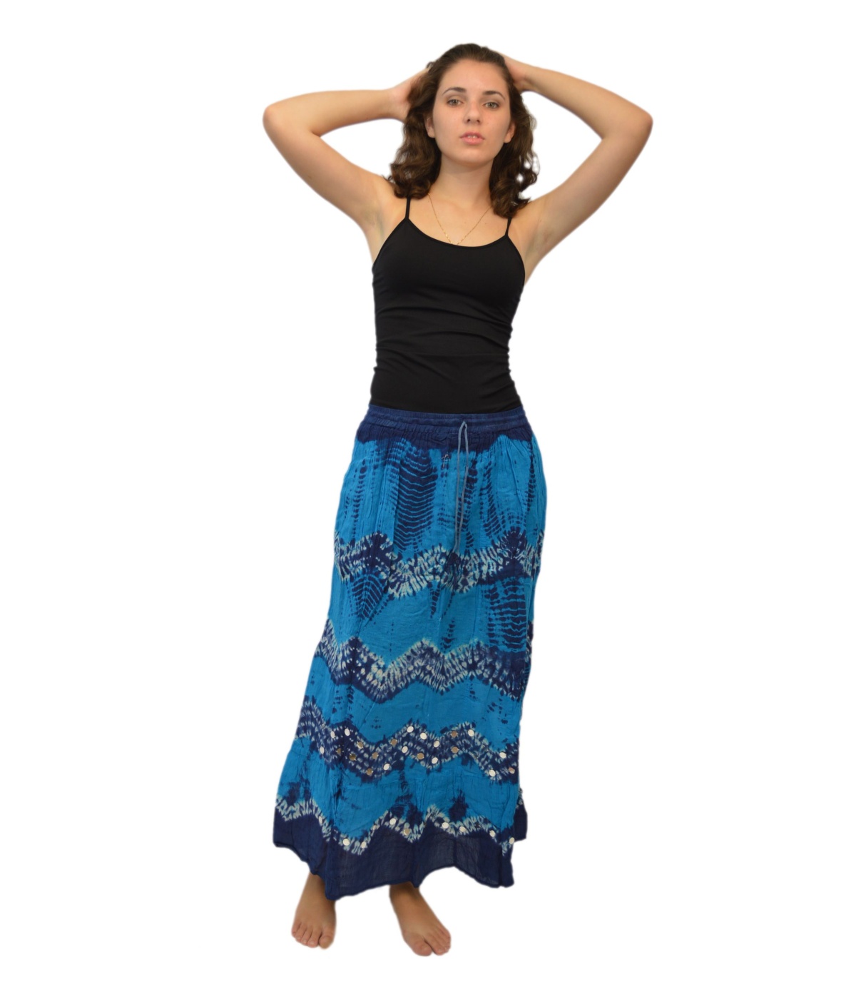  Turquoise Blue Bandhej Cotton Indian Skirt