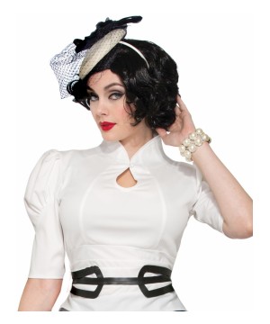 1940s Hat on Headband With Blue Veil