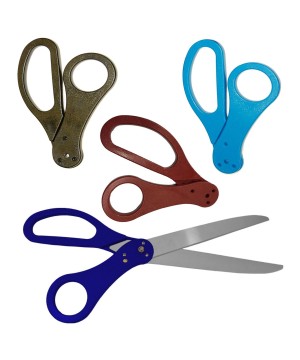 25 inch Blue Ribbon Cutting Scissors With Red, Black and Light Blue Handles