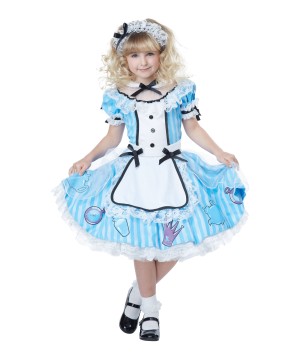 Deluxe Alice in Wonderland Girls Costume