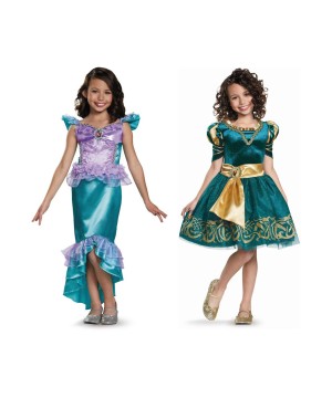 Disney Princesses Ariel and Merida Girls Costume Set