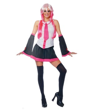 Peppy School Girl Anime Costume and Wig Set