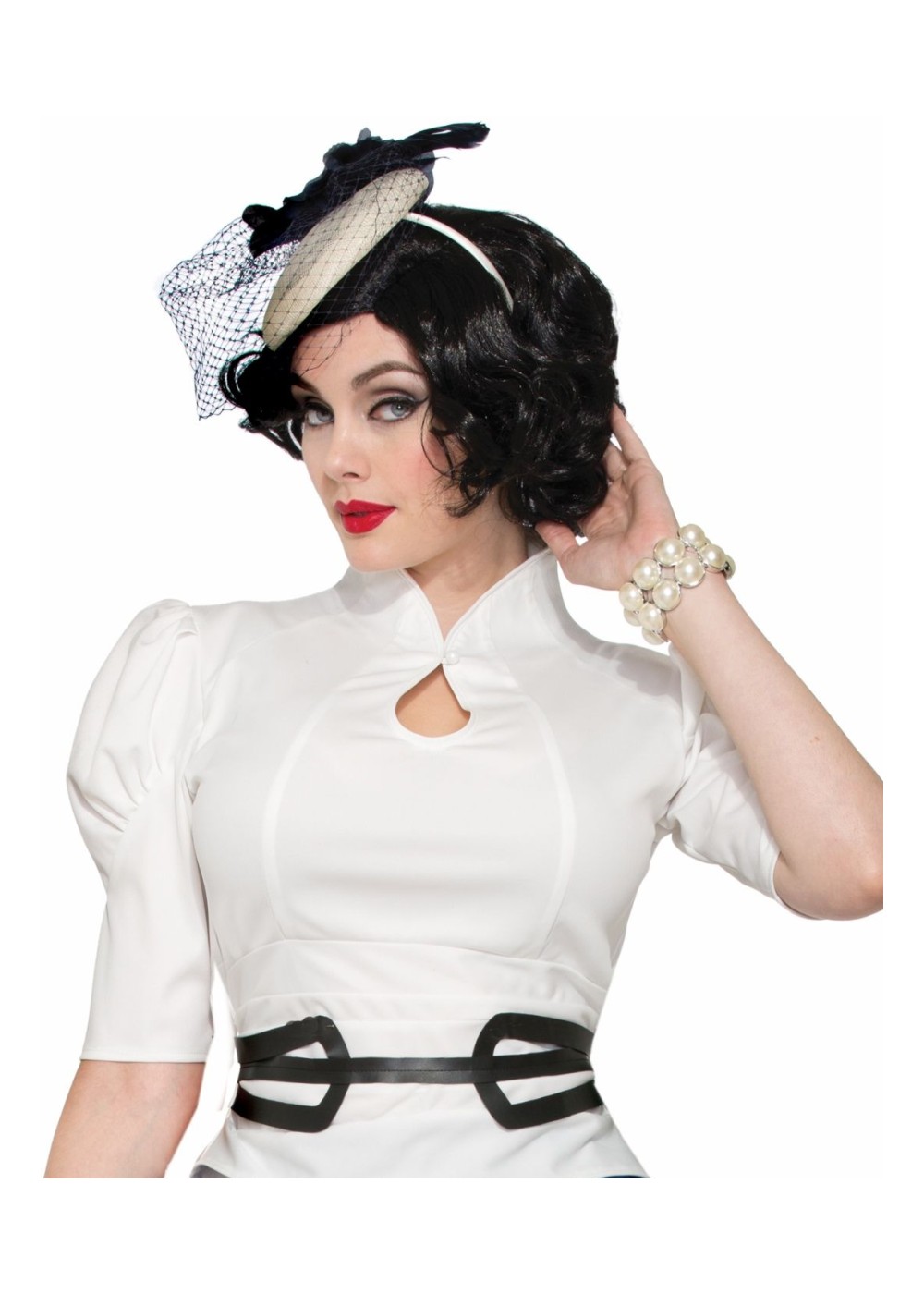 1940s Hat On Headband With Blue Veil