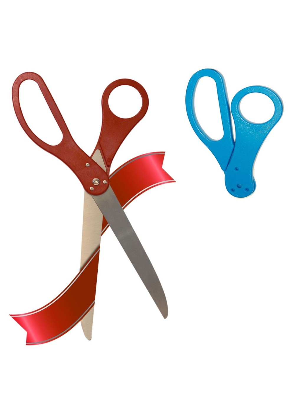 25 Inch Red Ribbon Cutting Scissors With Changeable Blue Handles