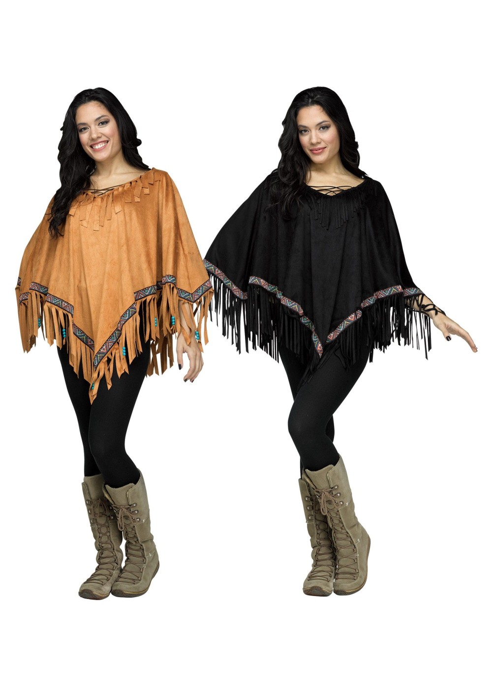 60s Native American Faux Suede Poncho