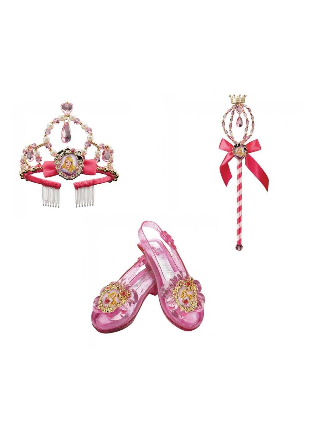 Wand 1 Pair of Shoes Tiara Details about   Disney Princess Aurora Accessory Set Includes 