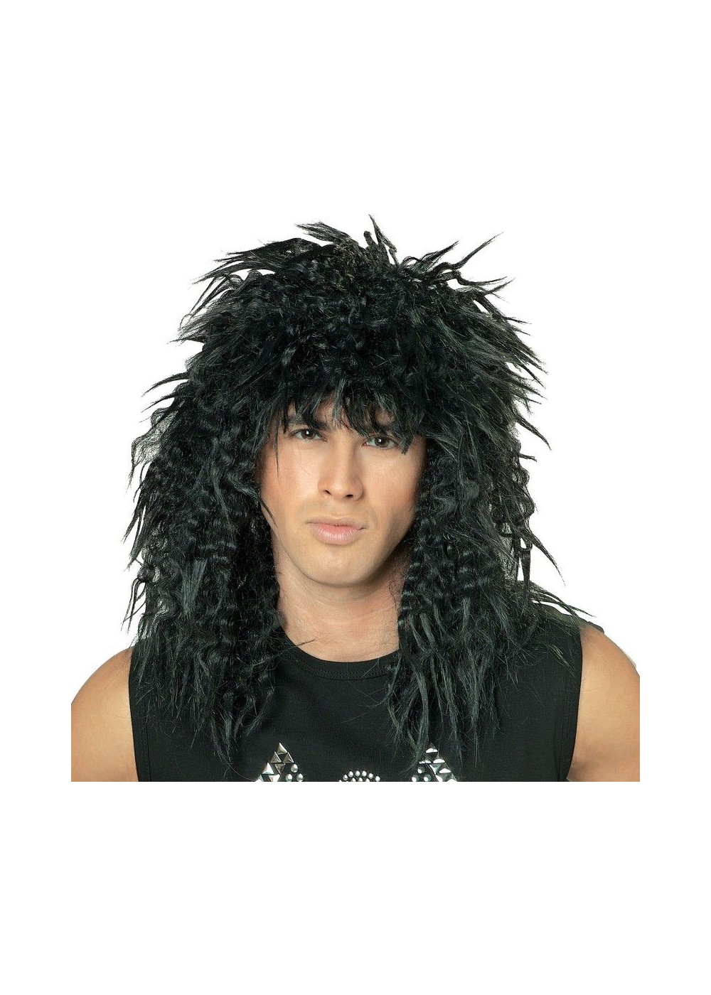 Black 80s Rock Star Wig Adult Wig Halloween Wig at Wonder Costumes