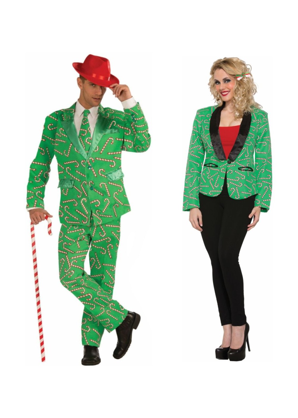 Candy Cane Men Costume And Candy Cane Blazer Women Couples Costumes