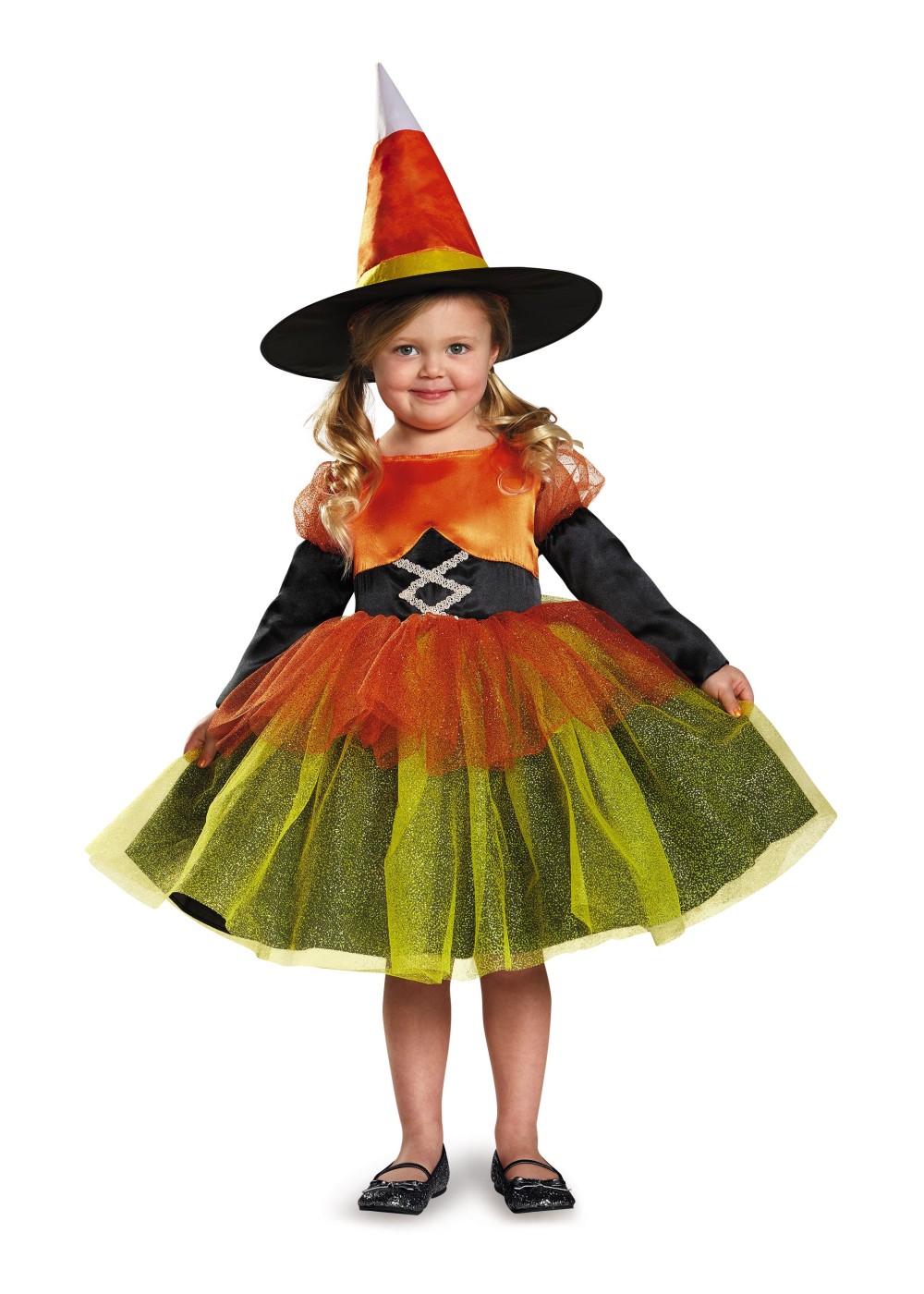 Kids Girls Candy Corn Witch Costume