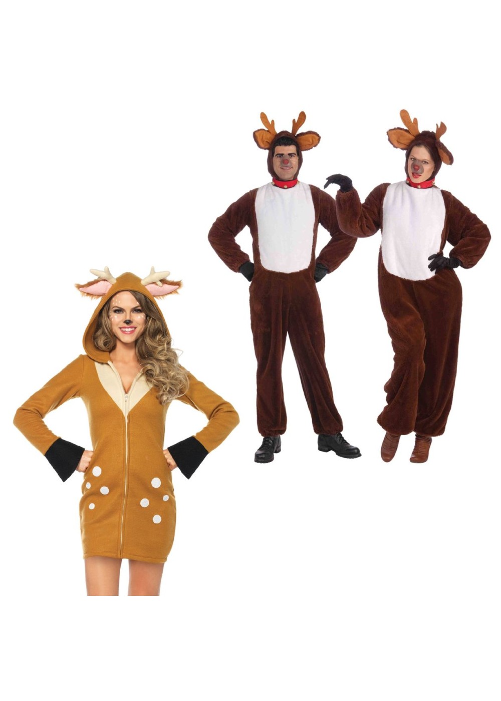 Christmas Reindeer Plush Men Costume and Reindeer Women Costume Set ...