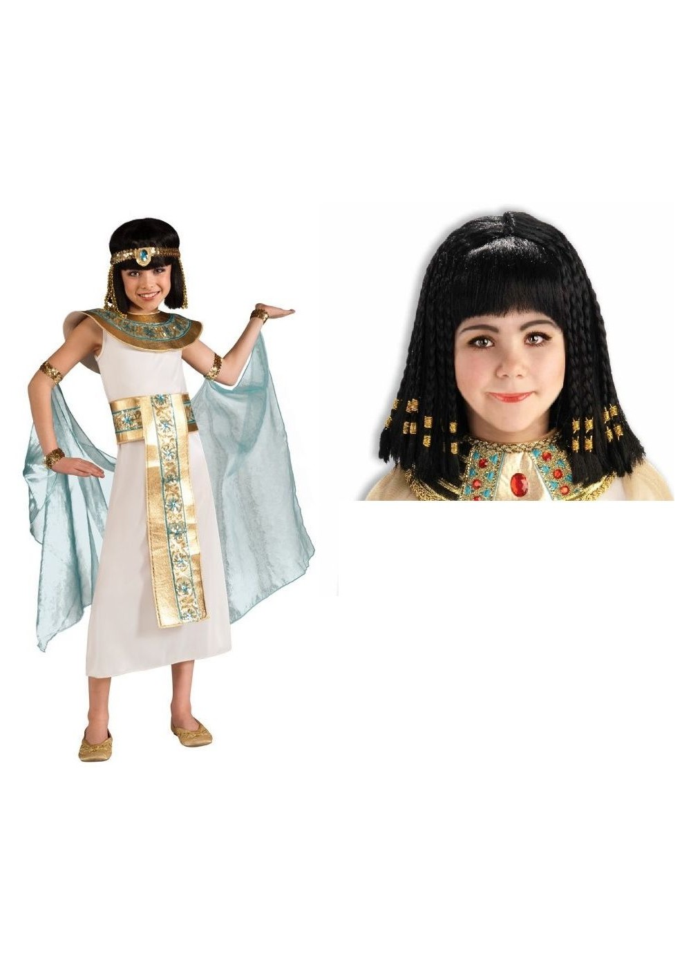 Kids Cleopatra Girls Costume And Wig Kit