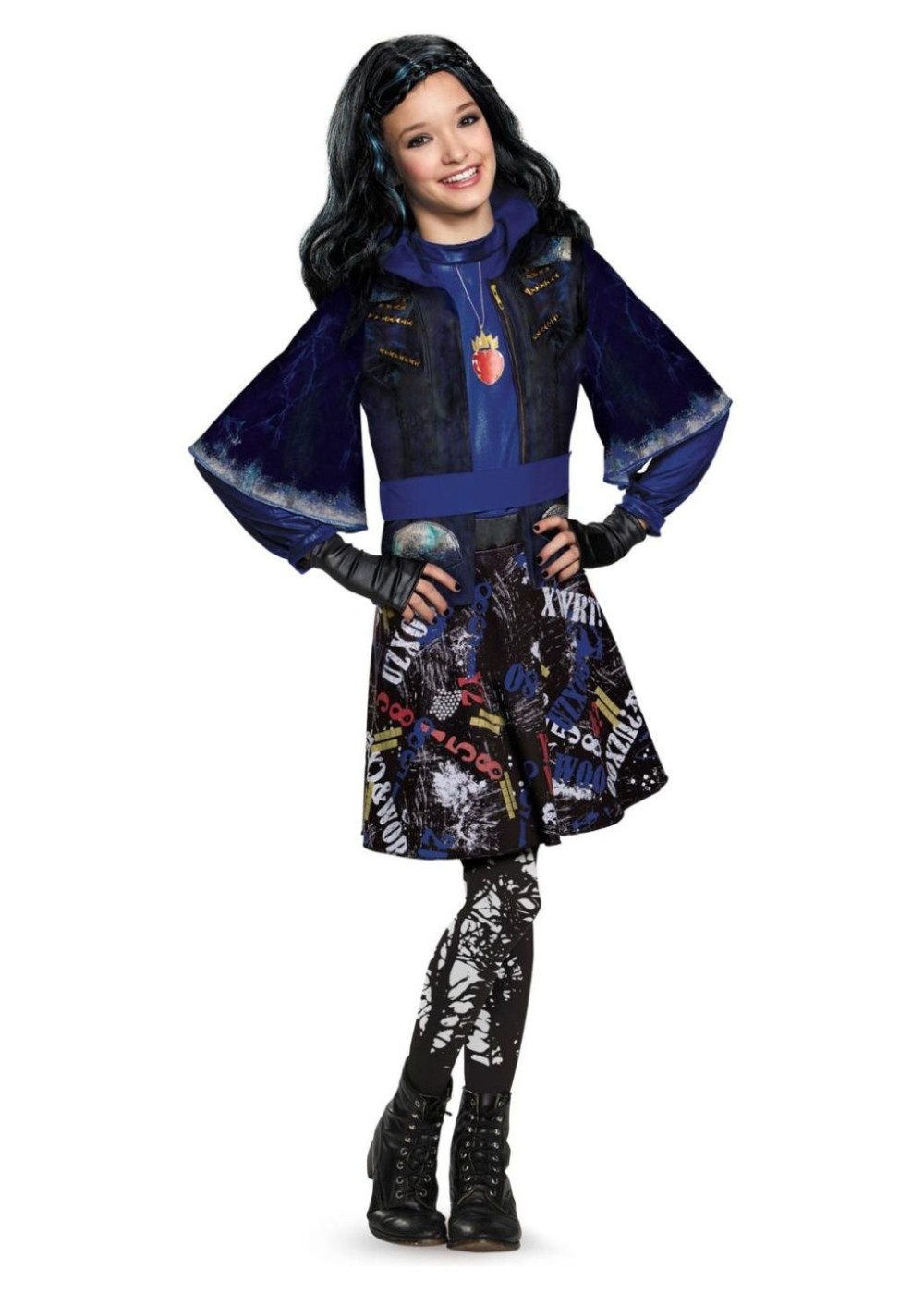 Kids Disney Descendants Evie Isle Of The Lost Girls Costume And Wig Set