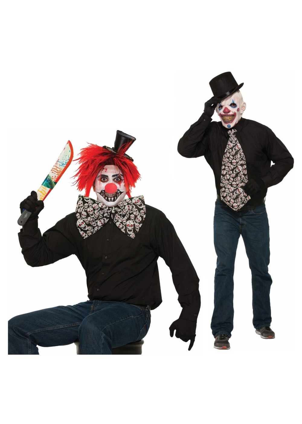 Evil Clown Bow Tie and Jumbo Tie Set - Accessories