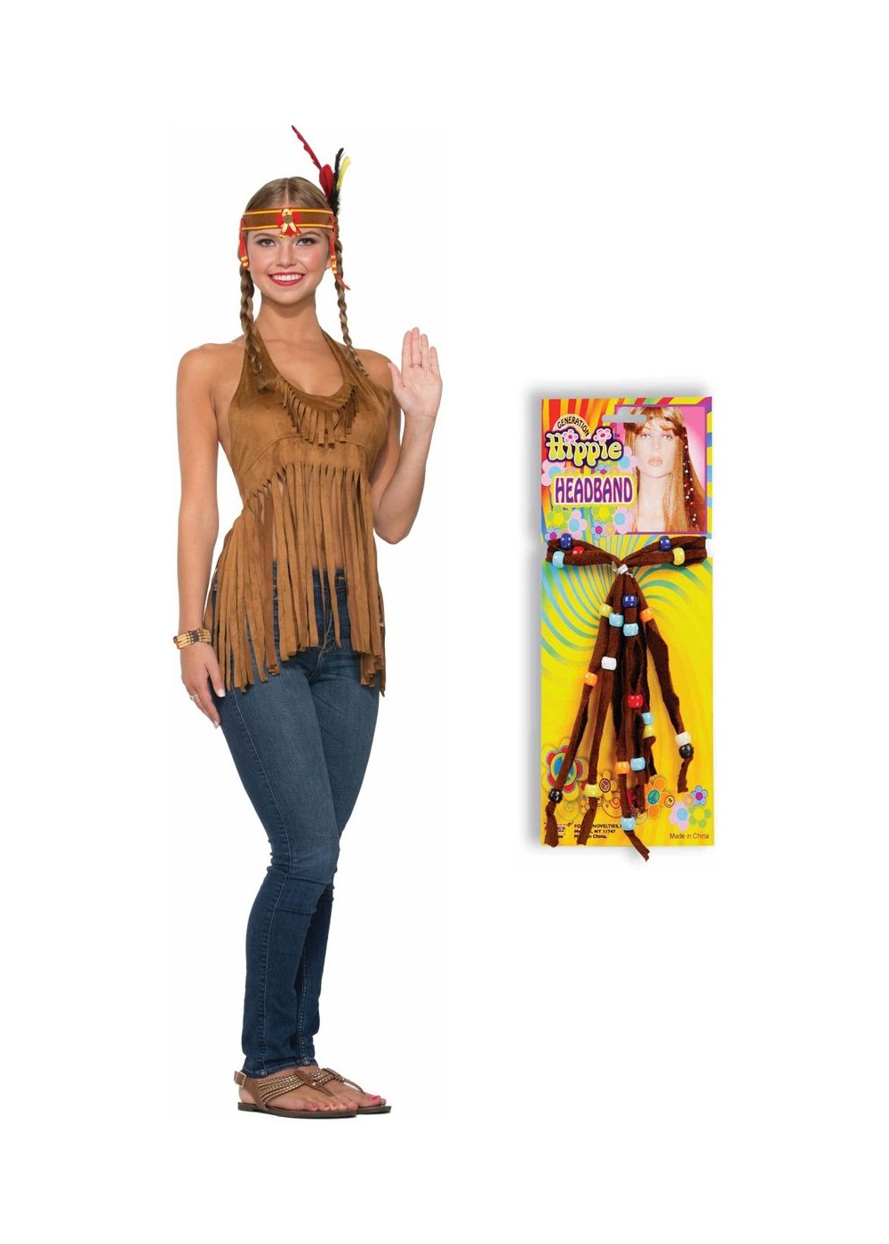 Hippie Top And Headpiece Women Set