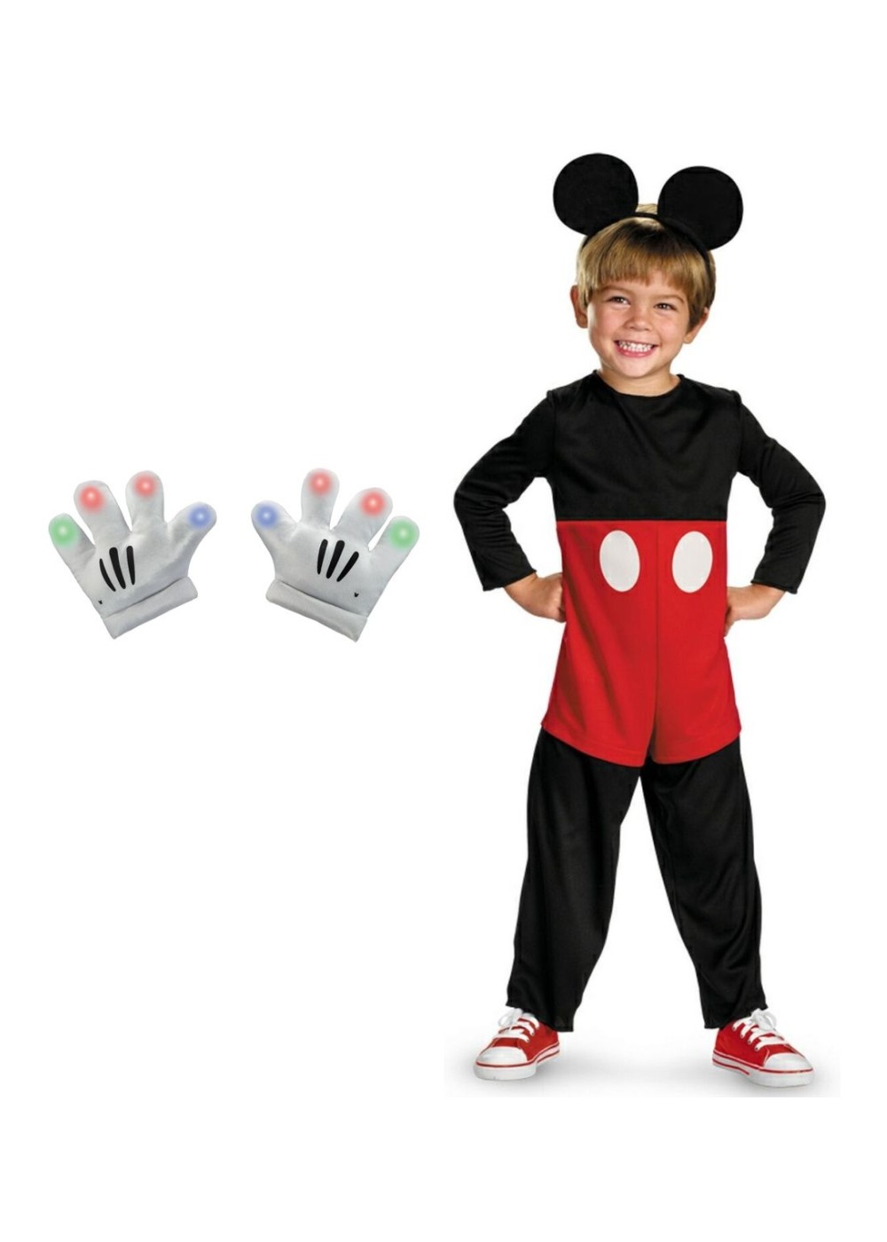 mickey mouse toddler boys costume and lightup gloves set