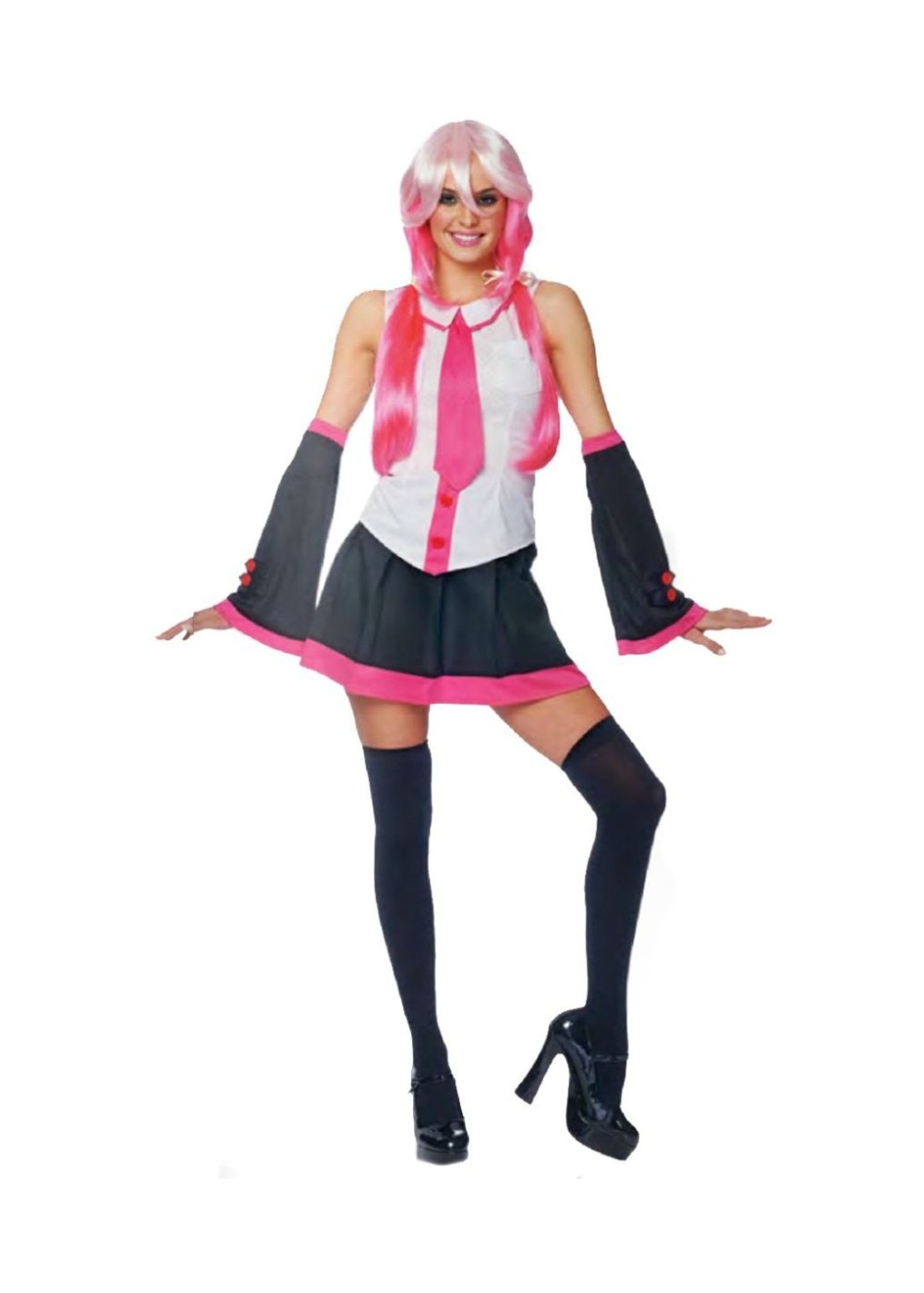 Peppy School Girl Anime Costume And Wig Set