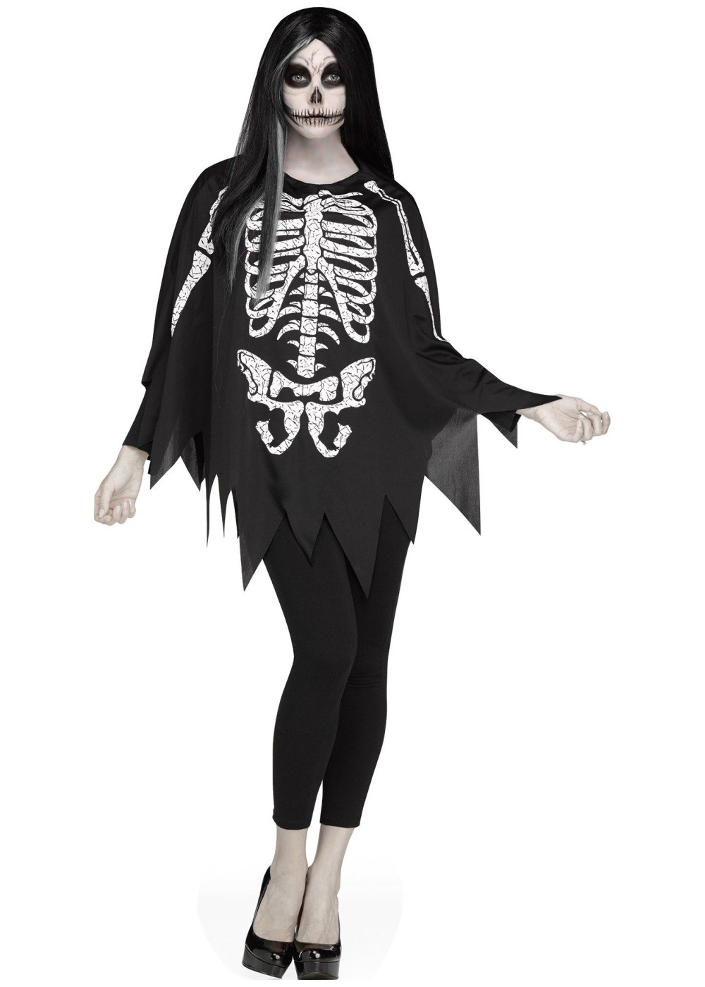 Poncho Skeleton Women Costume