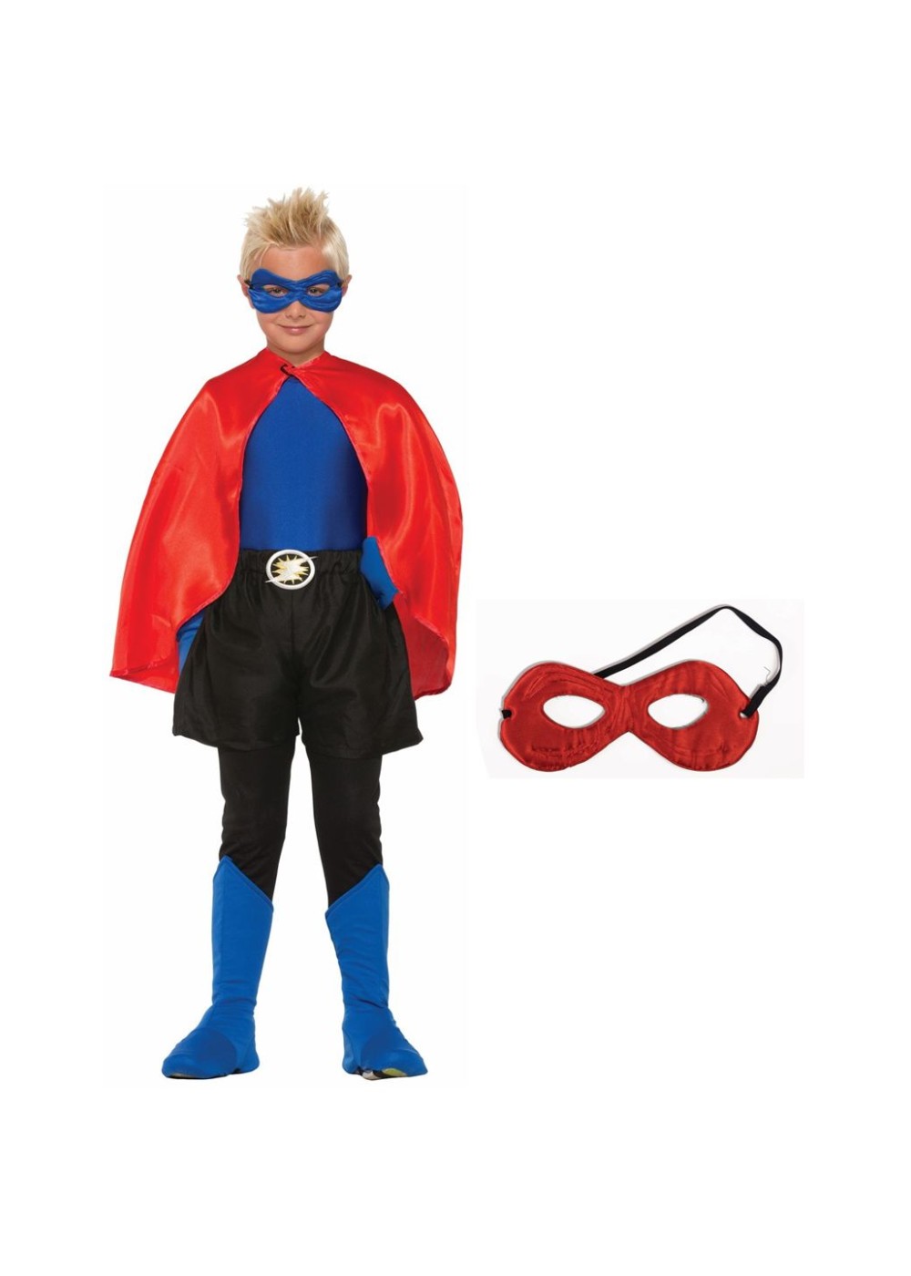 Red Superhero Boys Cape And Reversible Mask Kit