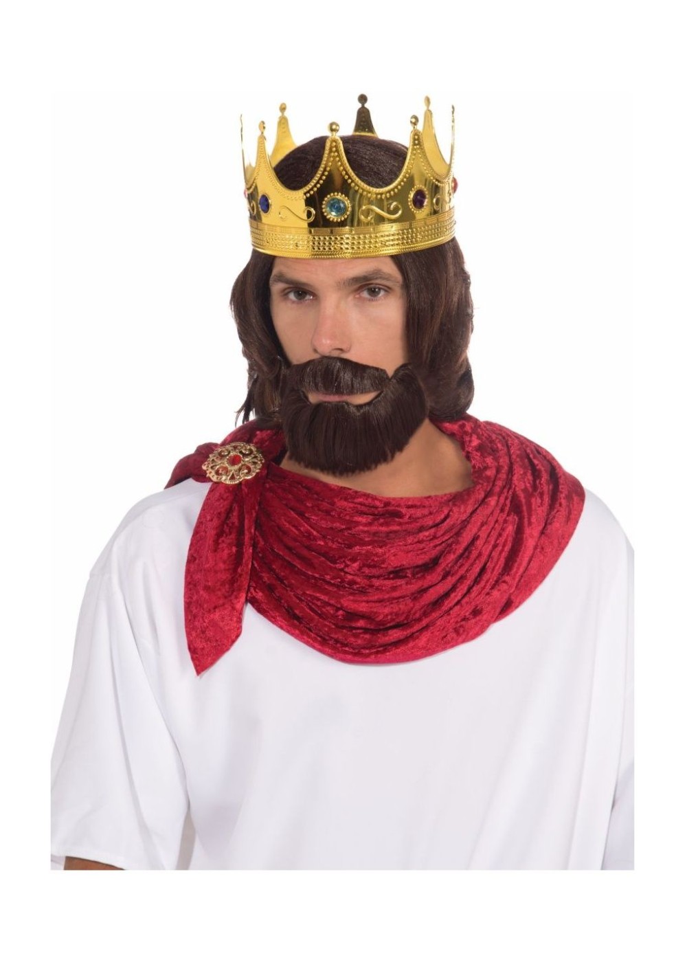 Regal King Crown And Facial Hair Men Costume Kit