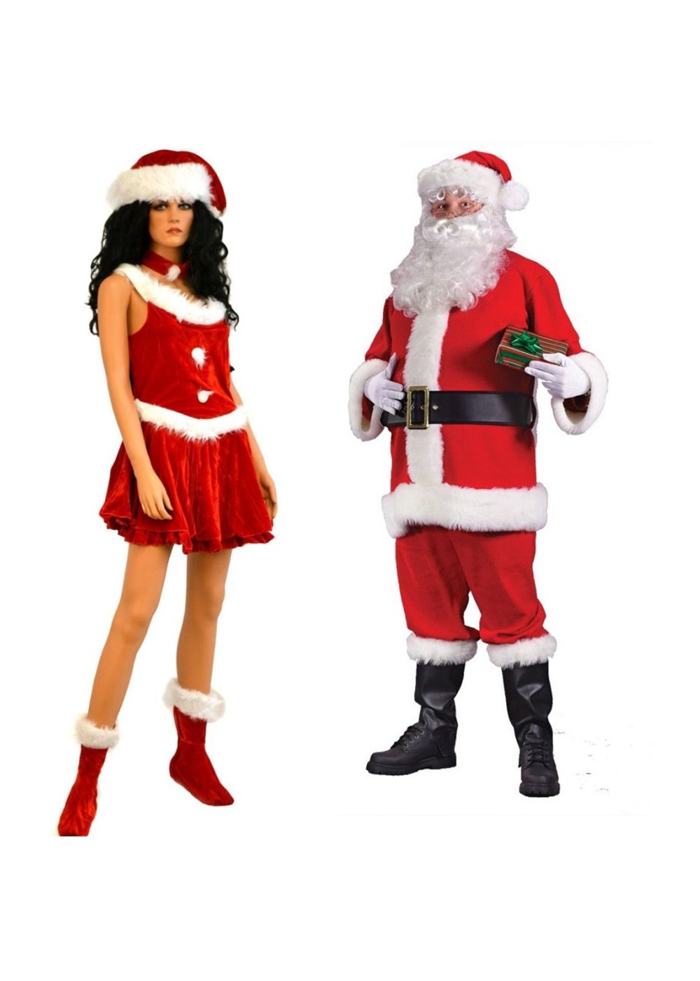 Santa Suit Men Costume And Santa Secret Women Costume Set