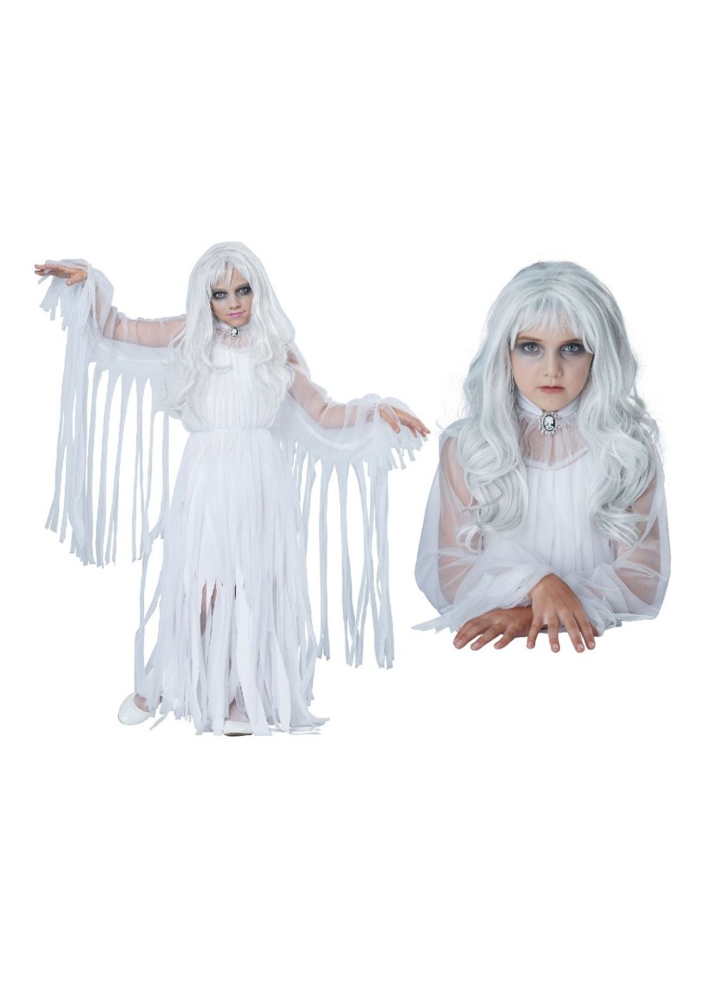 Spooktacular Ghost Girls Costume and Wig Set - Ghost Costumes