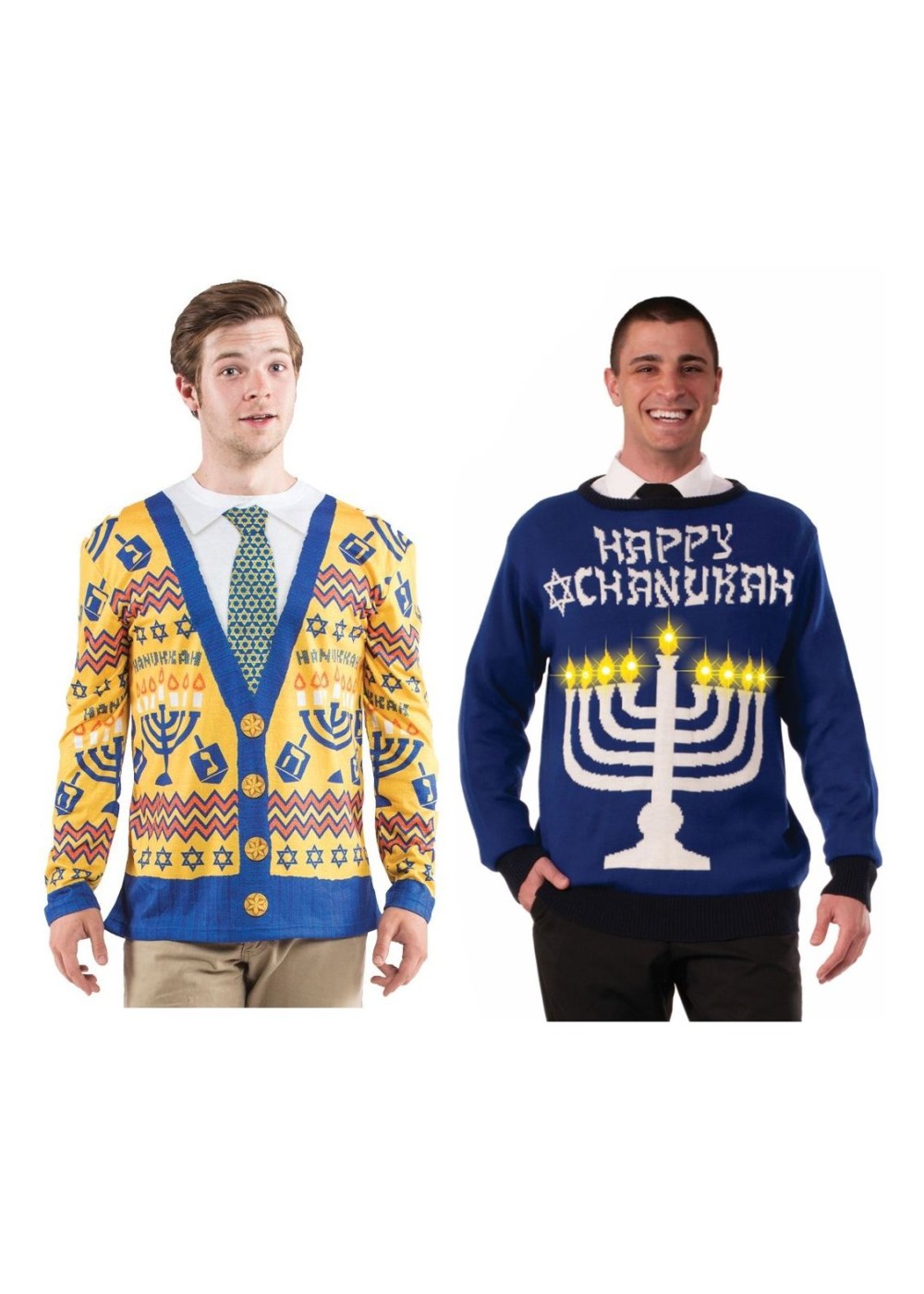 Two Ugly Hanukkah Men Sweaters