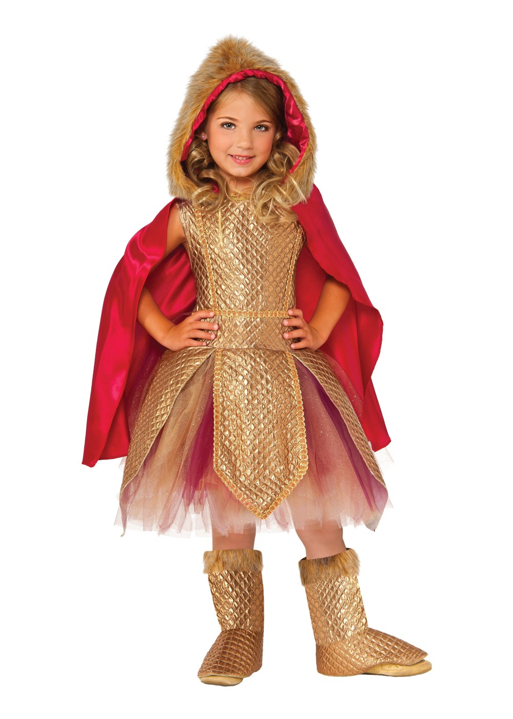 Kids Golden Warrior Princess Girls Costume