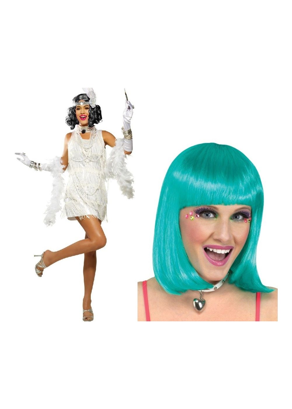 White And Aqua Flapper Woman Kit