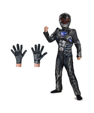 Power Rangers Movie Black Ranger Child Boy Halloween Costume Gloves 