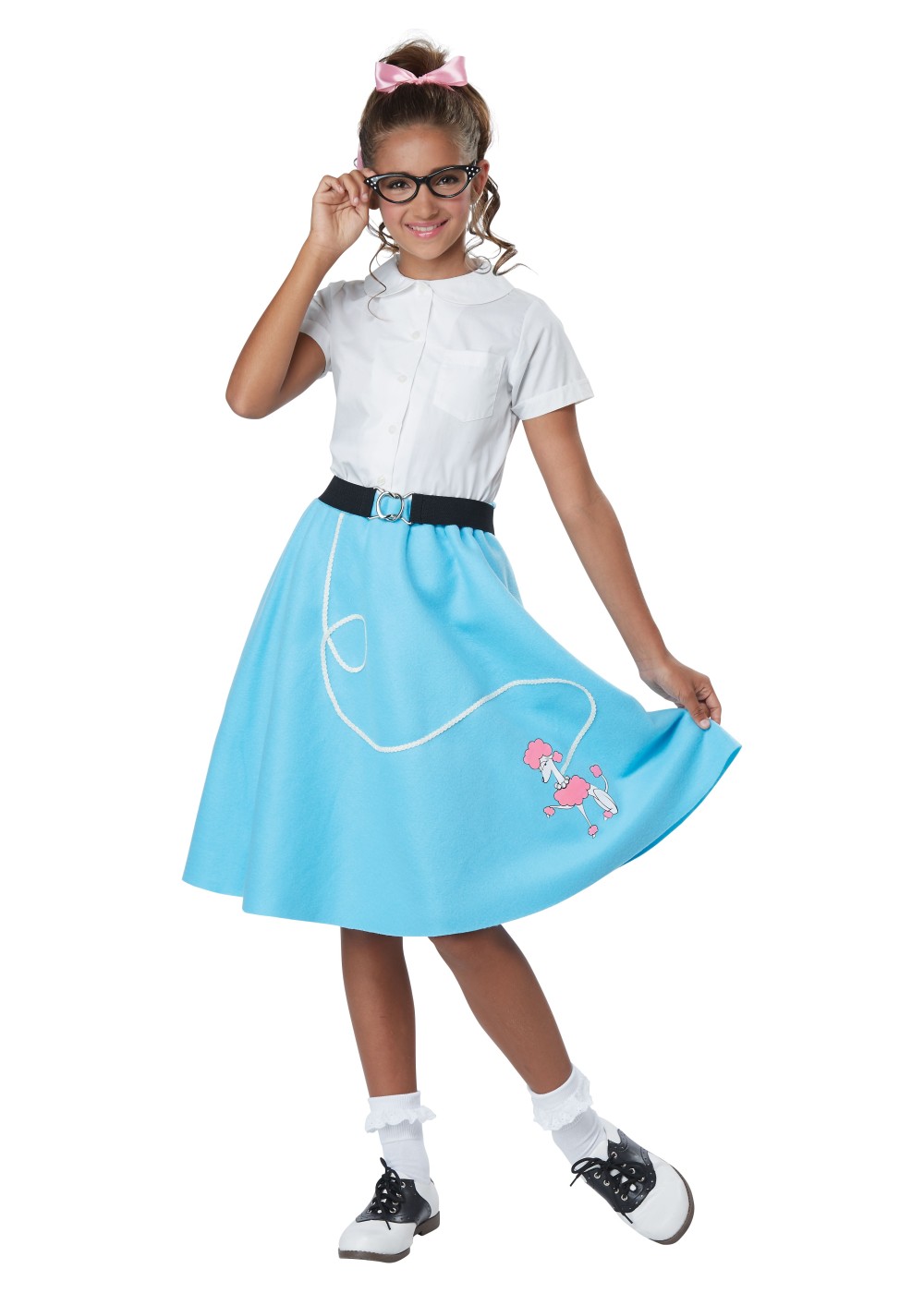 Kids 1950s Blue Poodle Girls Skirt
