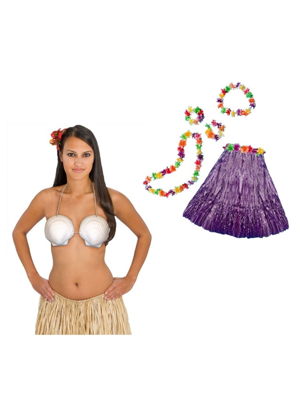 Womens Purple Aloha Costume Kit