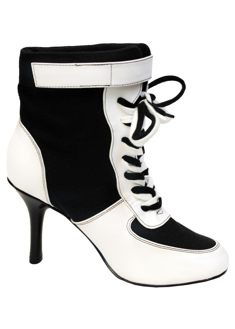 Black And White Lace Up Heels