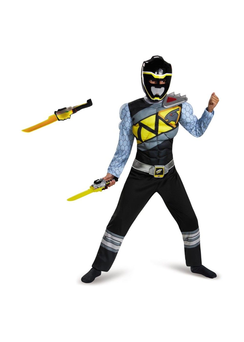 Black Power Ranger Dino Charge Boys Costume And Toy Sword Set