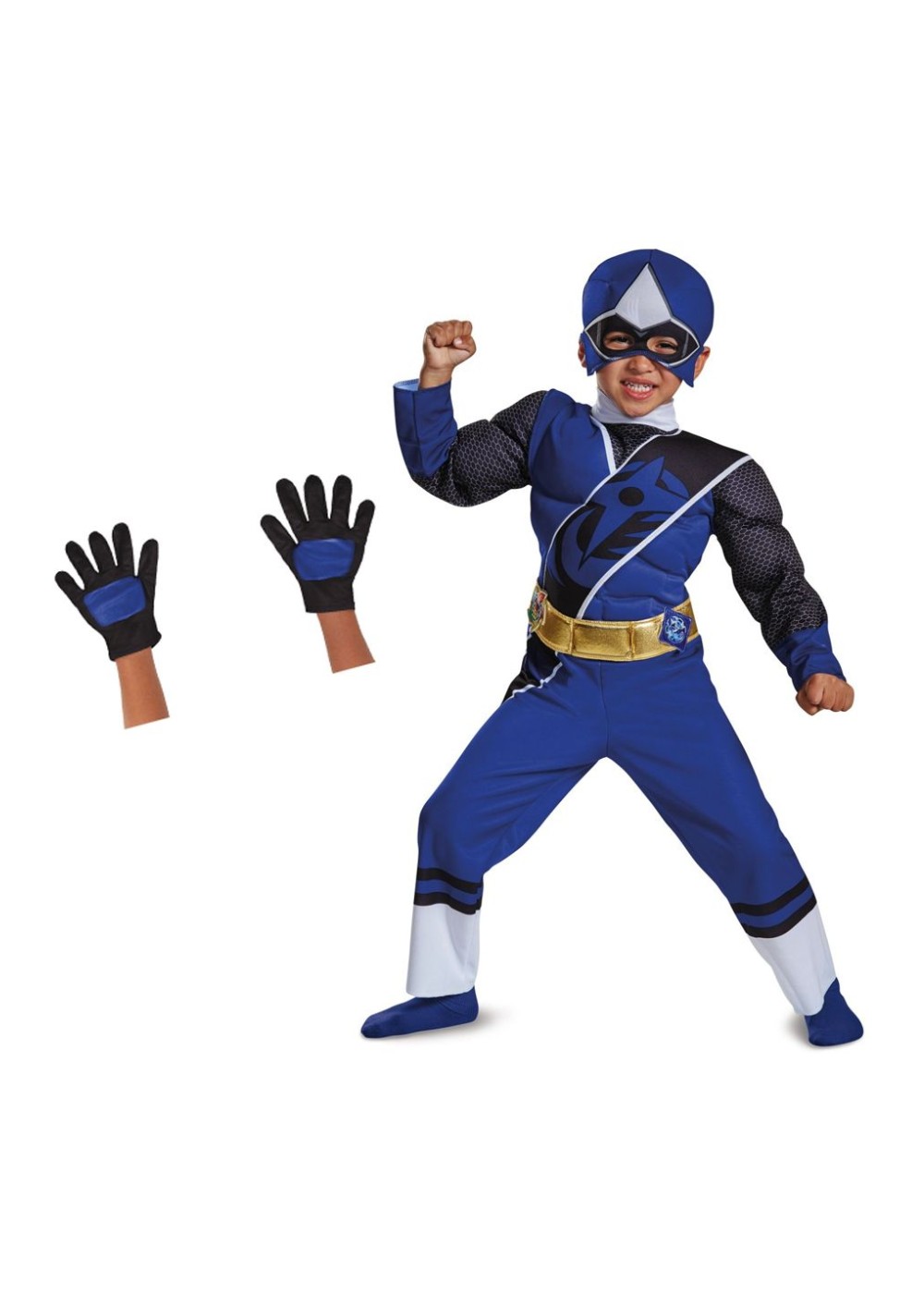 Blue Power Ranger Toddler Boys Costume And Gloves Set