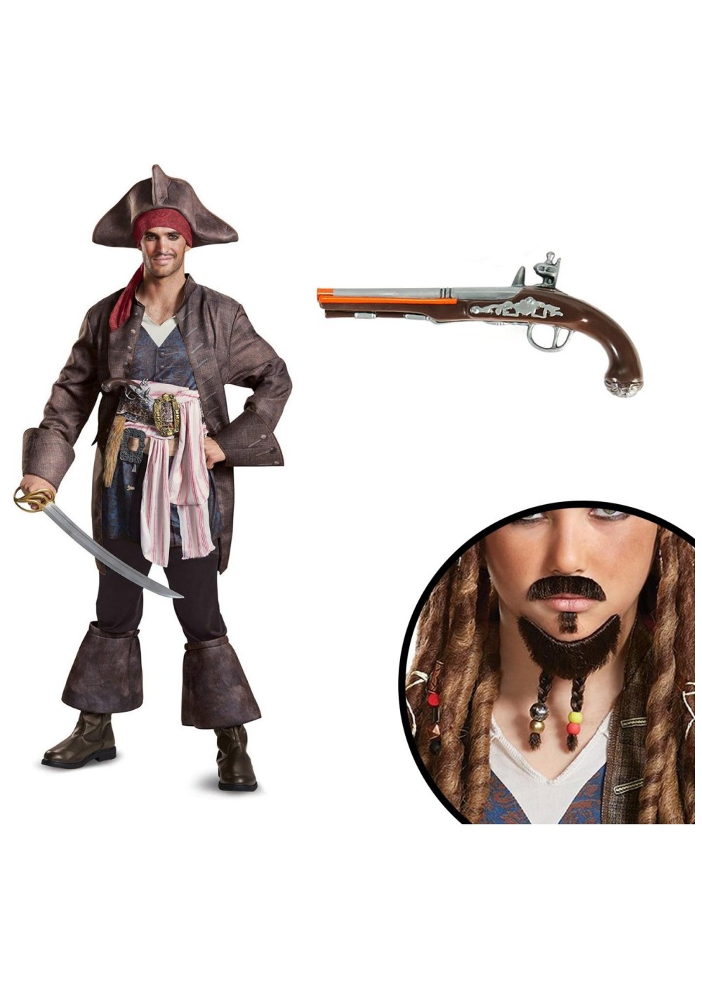 Captain Jack Sparrow Mens Costume Kit