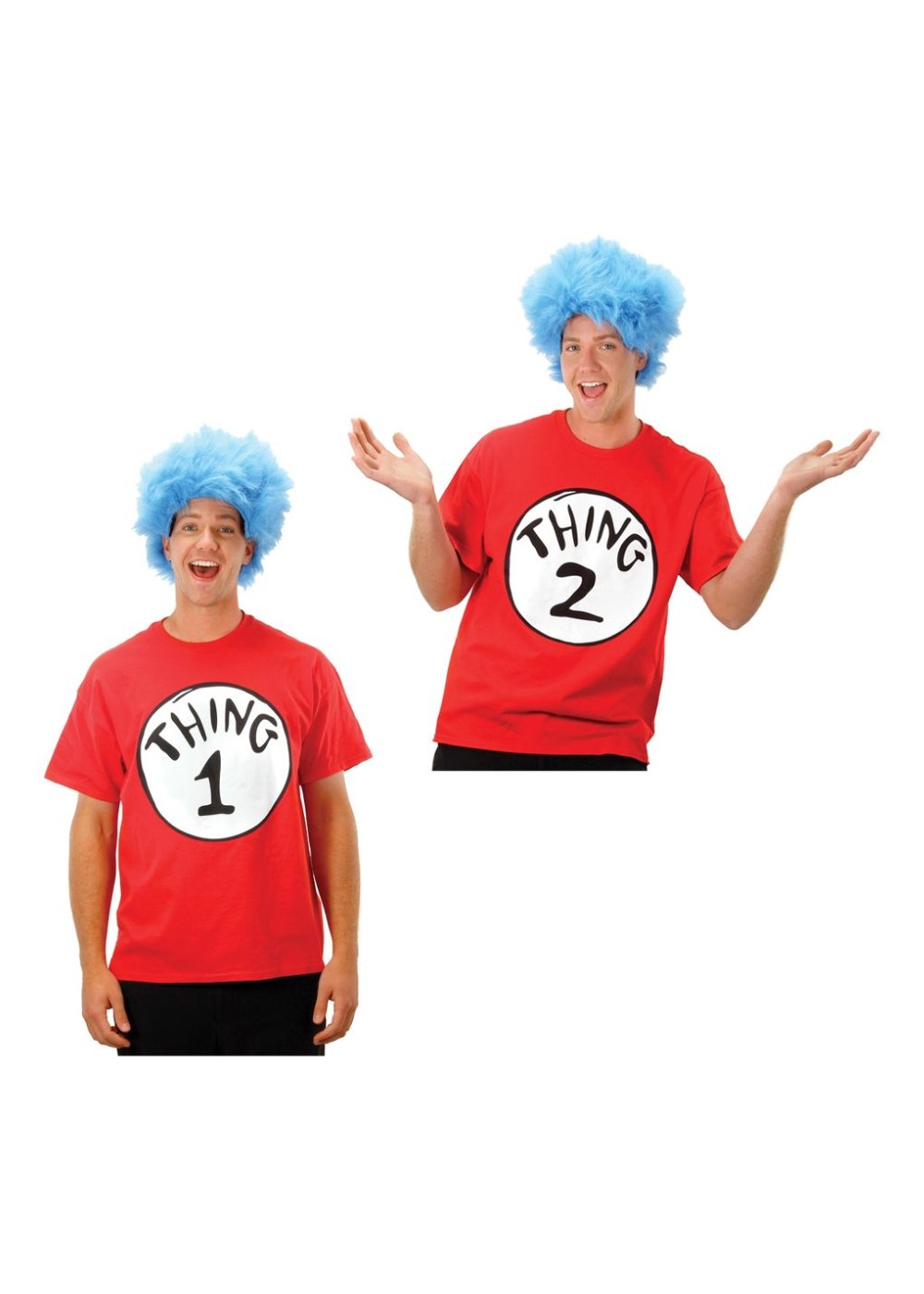 Cat In The Hat Thing 1 And Thing 2 Shirt And Wig Sets