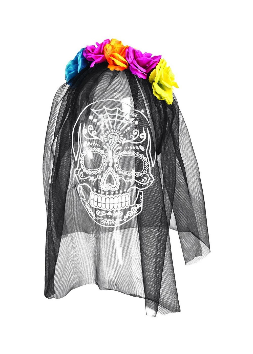Day Of The Dead Headband With Veil