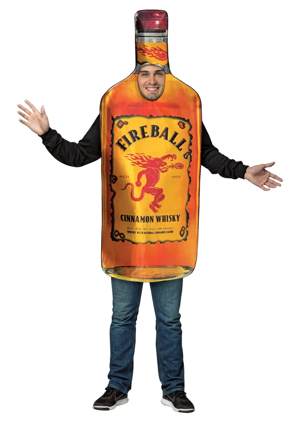 Fireball Cinnamon Whiskey Bottle Mens Costume