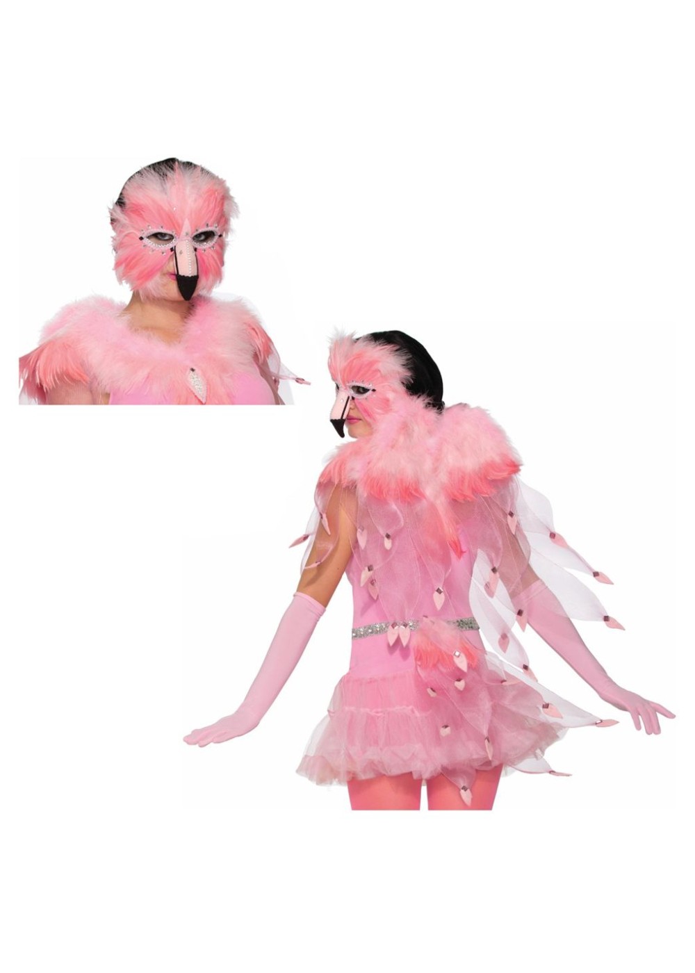 Flamingo Women Mask And Wings Set