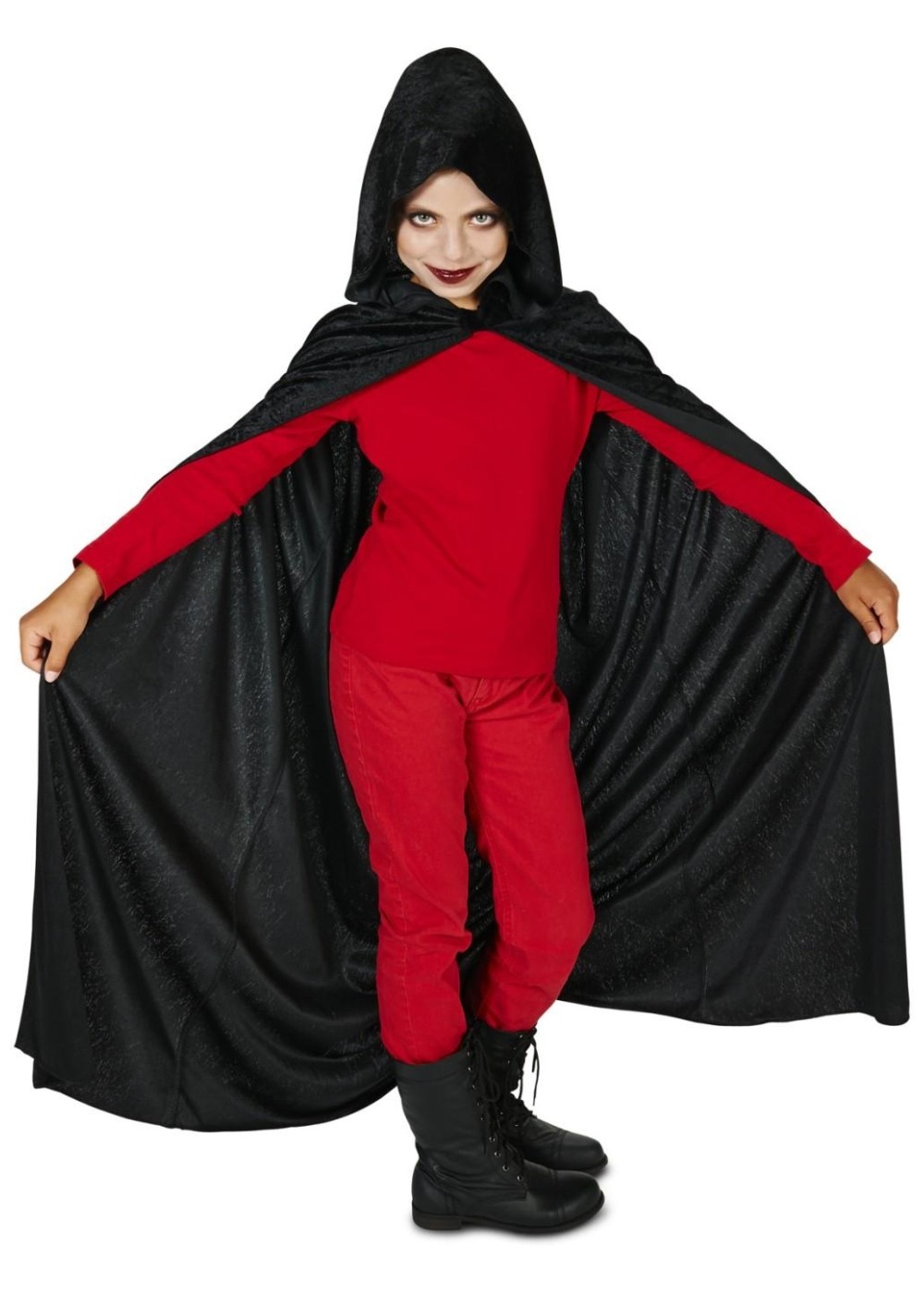 Kids Girls Black Velvet Sinister Cape