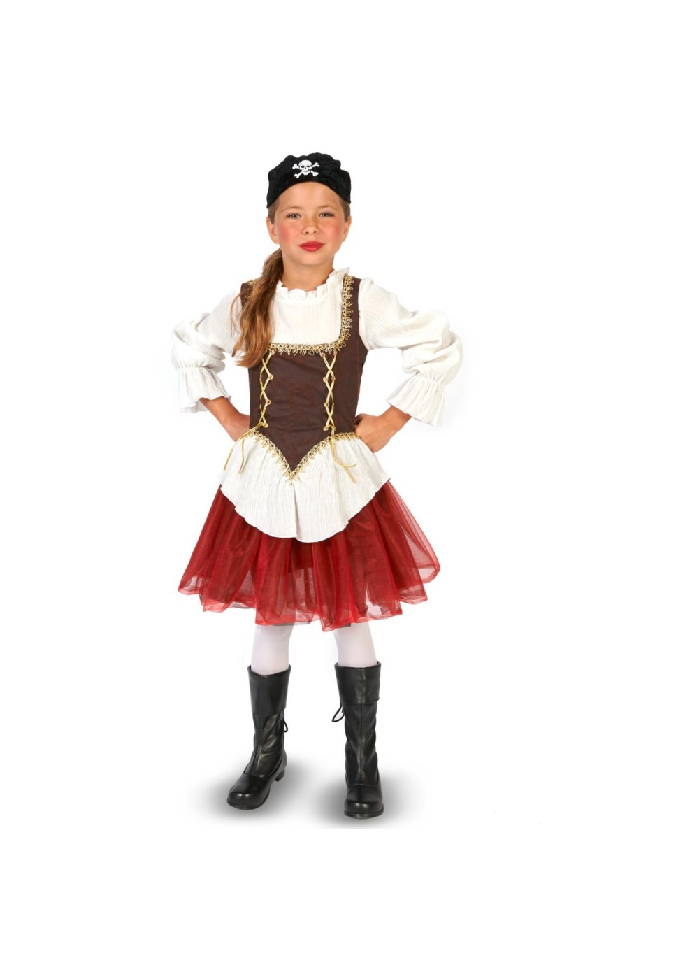 Kids Girls Red Tutu Pirate Costume